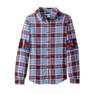 Marc Jacobs Girls Plaid Sequin Sleeve Blouse